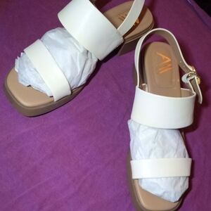 Aldo Cream and Tan Sandals